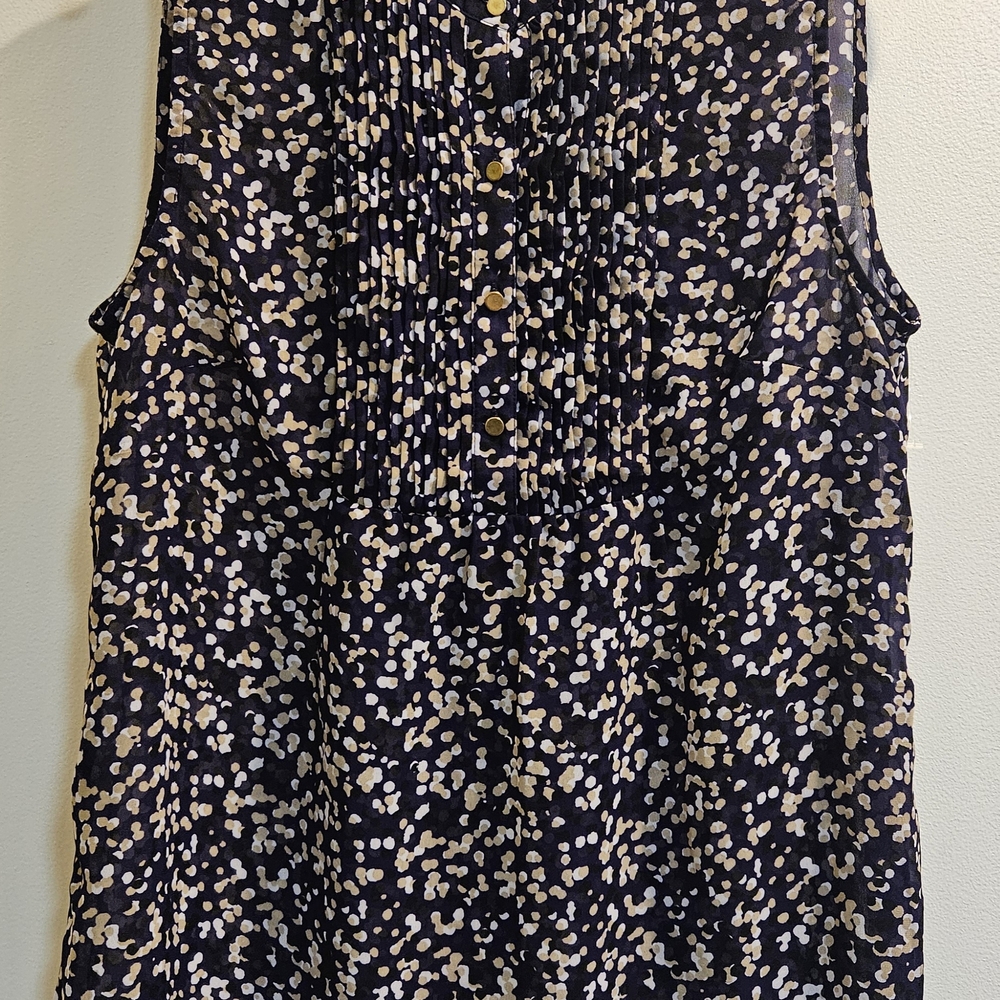 Banana Republic Purple, Black & Cream Patterned Blouse